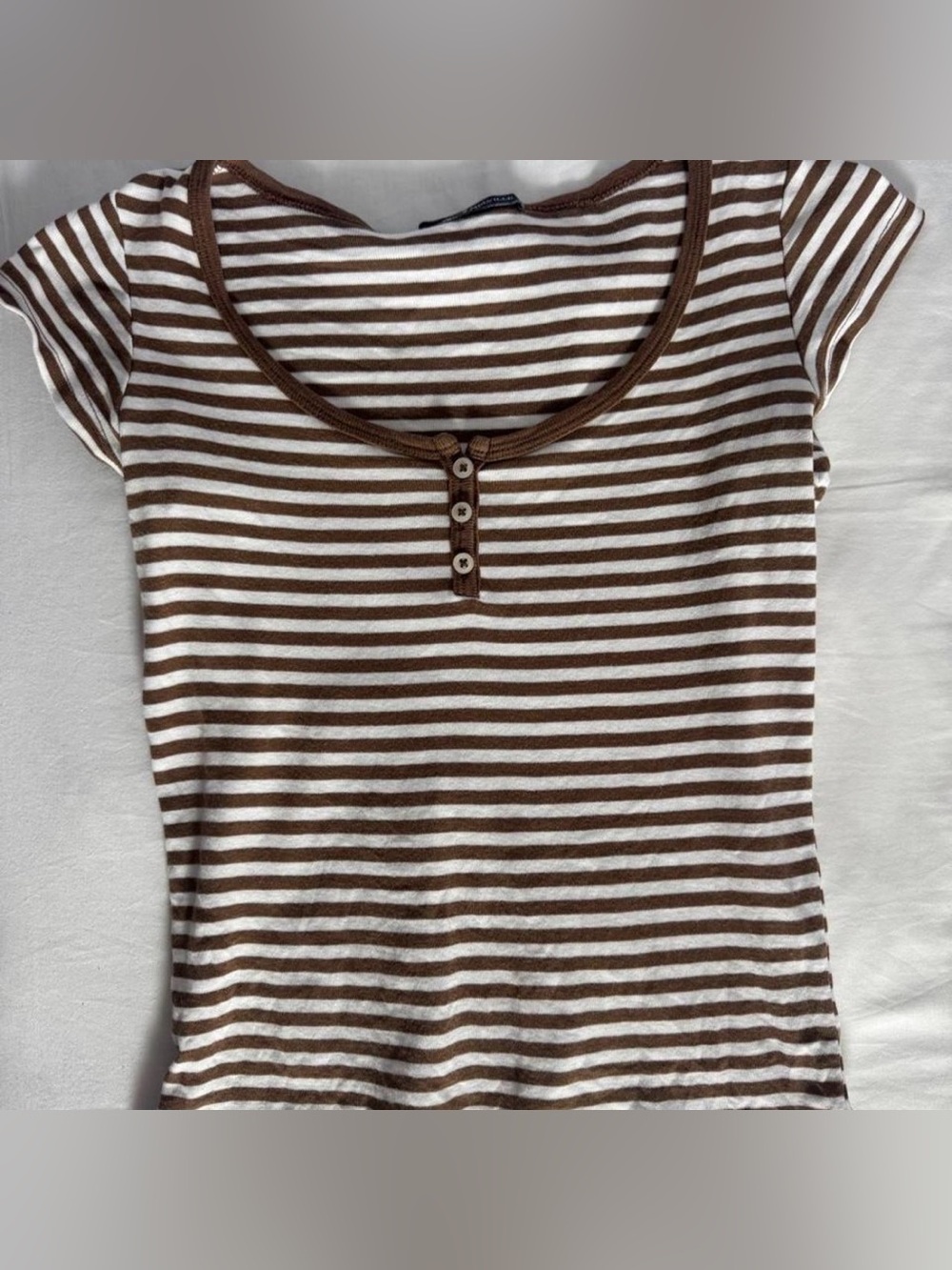 Brandy Melville Brown and White Striped Zelly Top